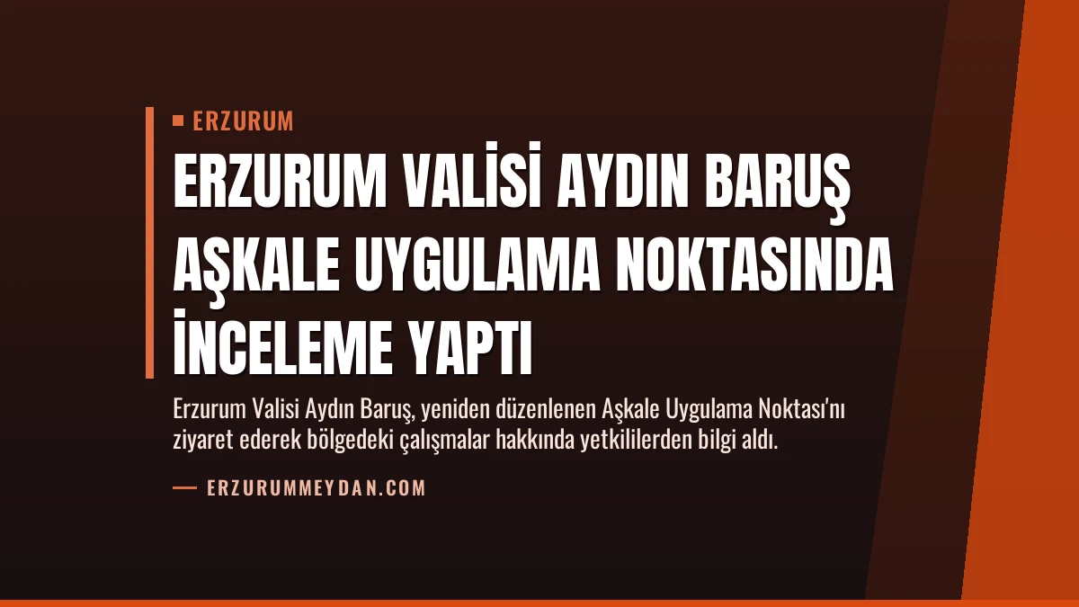 Erzurum Valisi Aydın Baruş Aşkale Uygulama Noktasında İnceleme Yaptı